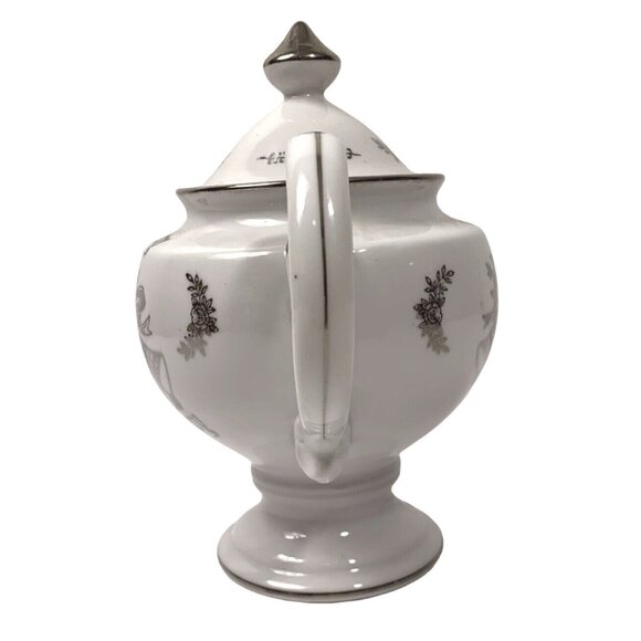 Vintage Happy Silver Anniversary Teapot 25 Years Bells Floral Collectible Gift - Picture 6 of 9